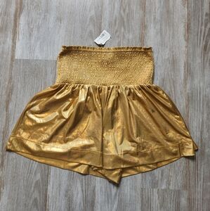 NWT Blue B Gold Metallic Shorts High Rise Elastic Waist Stretch Flowy Womens M